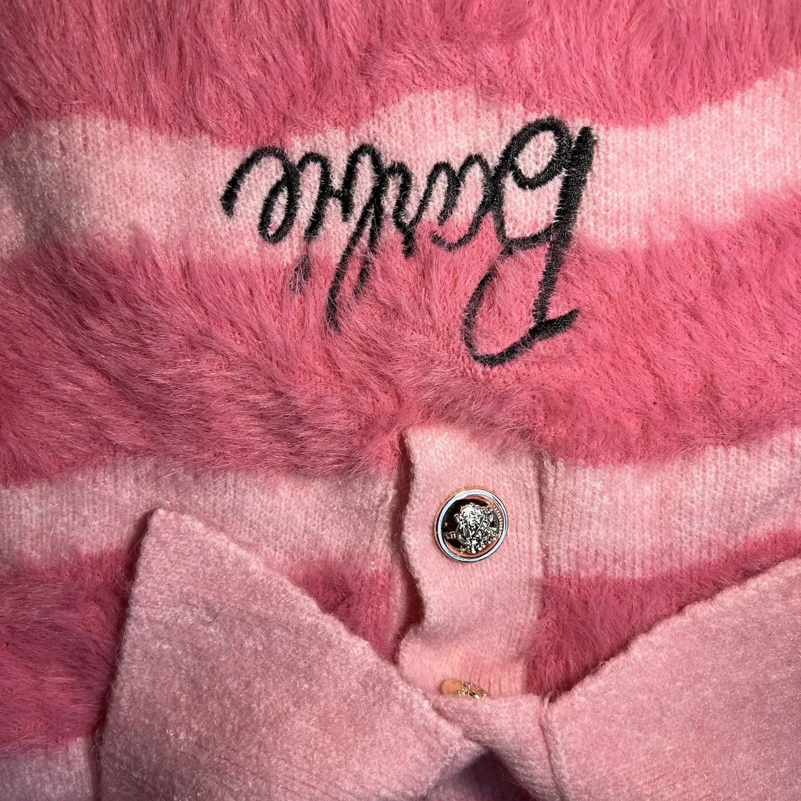 Barbie Pink Collar Crop Top preppy coquette soft fur chic stretch sweatshirt #50 Size undefined - Image 3