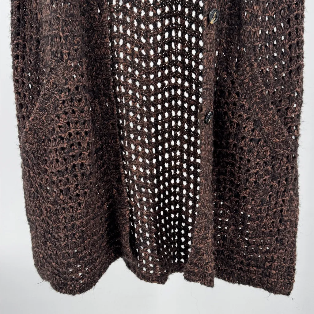 Sanctuary Brown Black crocheted Sweater vest knee length neutral boho S festival - Image 10