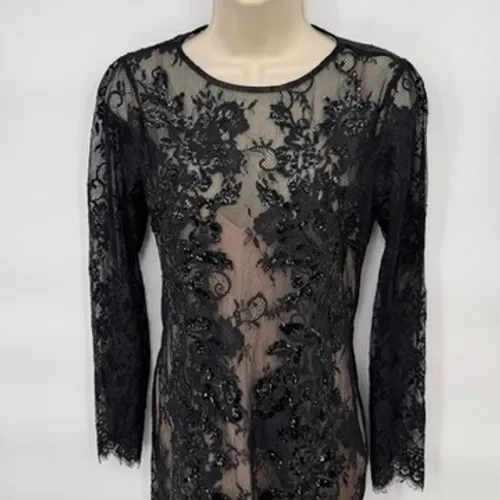 Express Whimsigoth Vamp Steampunk Lace Dress Black Floral‎ Party Cocktail Size 8 - Image 2
