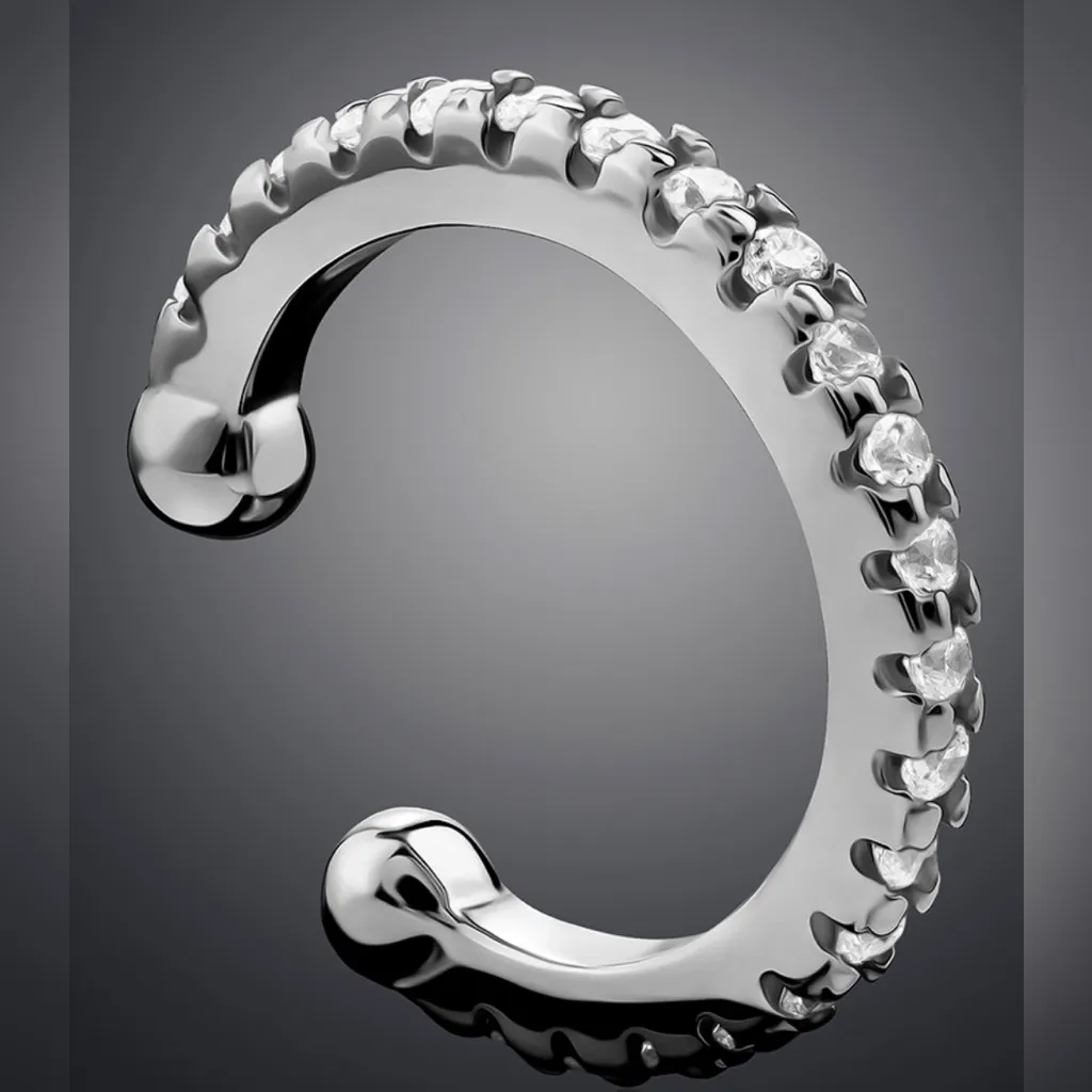 White Gold Filled Simulated Diamond Ear Cuff,‎ No Piercing - Image 10