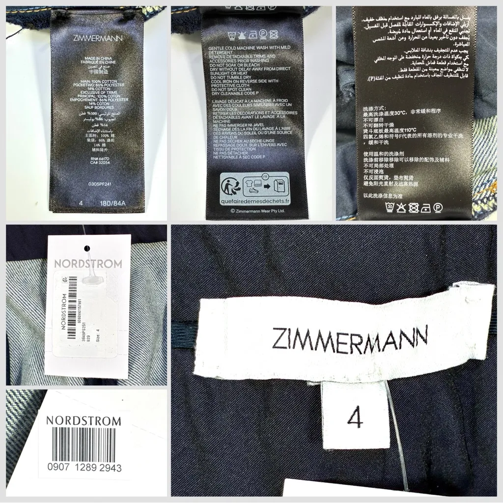 Zimmermann Illustration Pleated Wide Leg Jeans Neptune Blue AU 4 US 12 NWT - Image 8