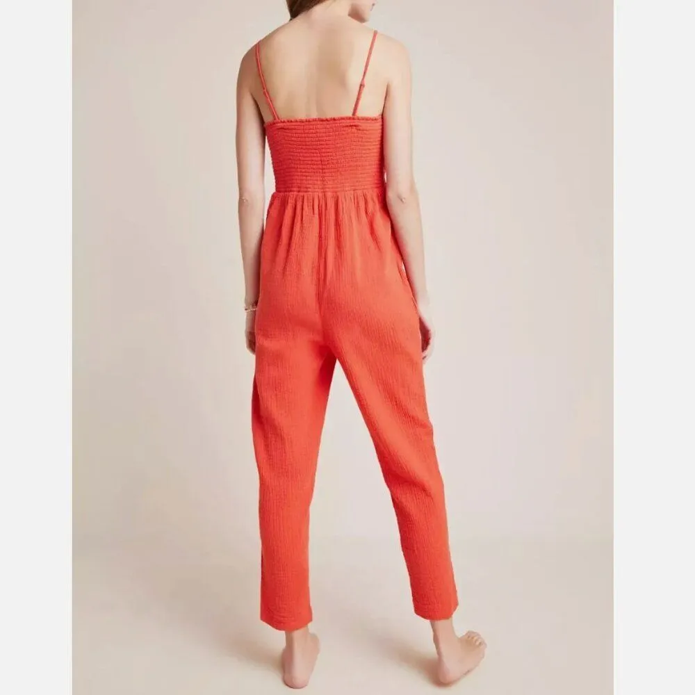 Anthropologie Saturday Sunday Isabel Tie Front Jumpsuit Red (Small) cotton gauze - Image 4