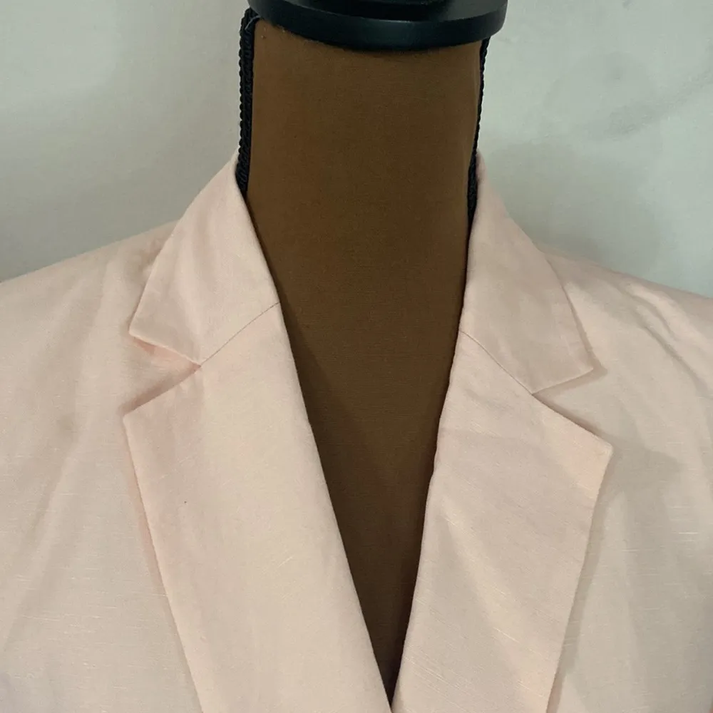 Ann Taylor long double breasted lightweight linen blend blazer in light peach 8p - Image 7