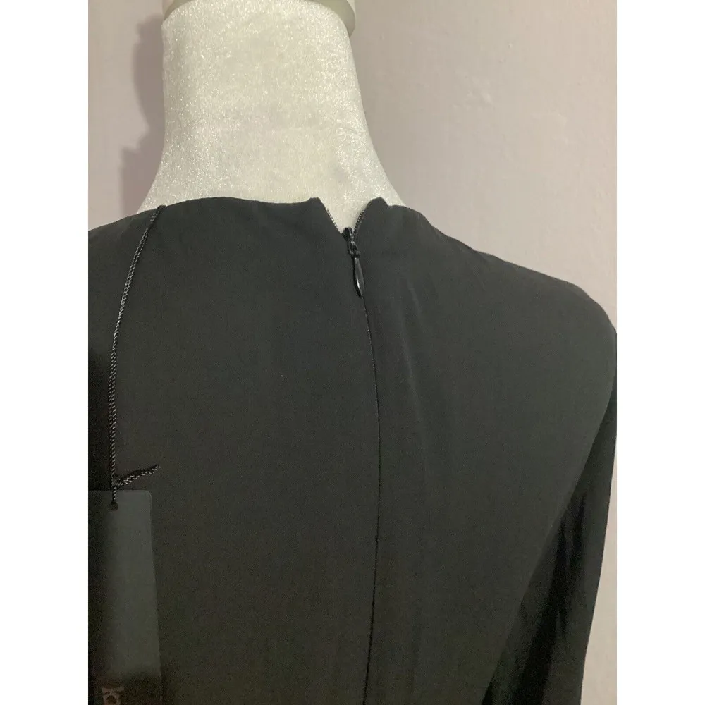 Krisa Long Sleeve Deep V Neck MIDI Black Dress - Image 6