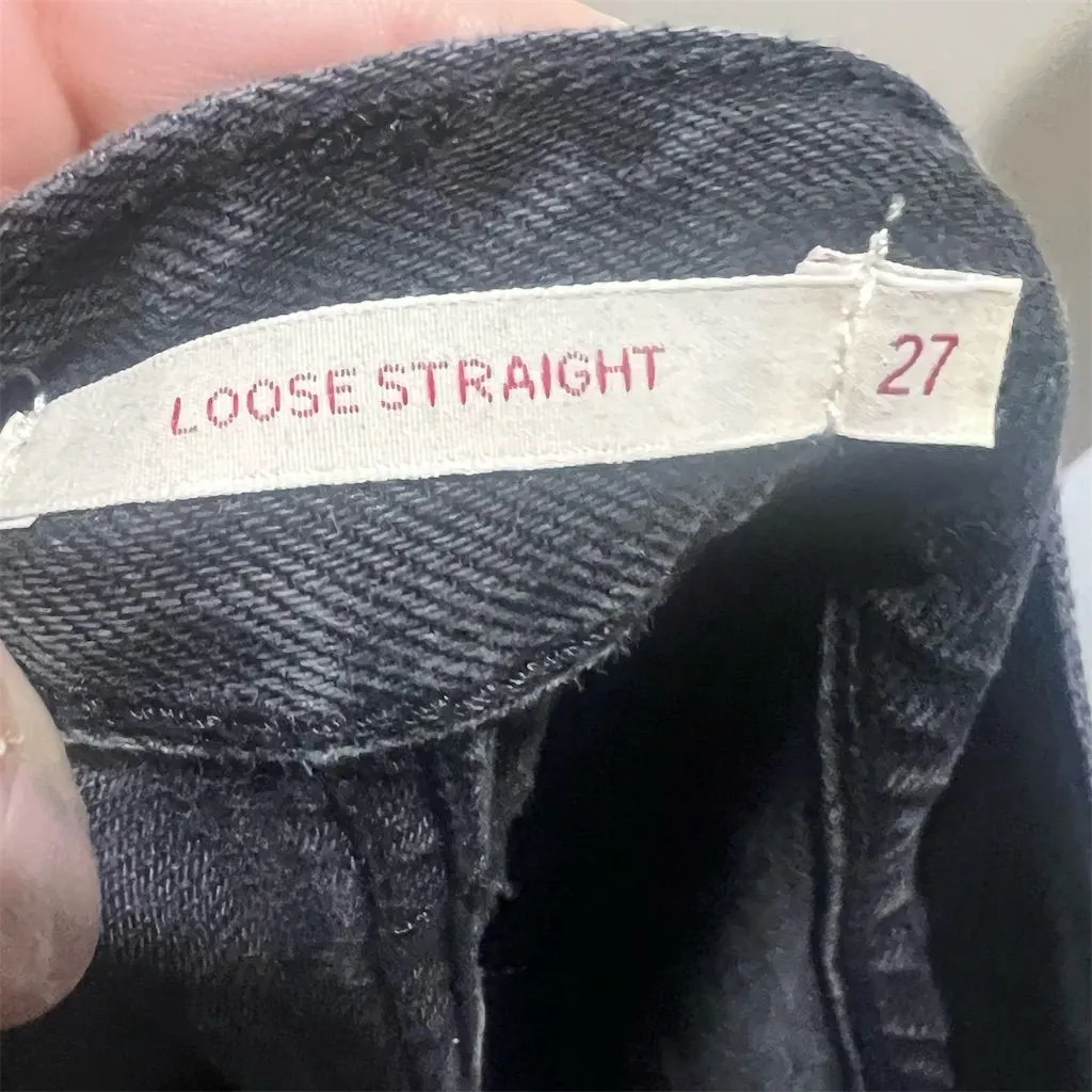 Levi's Women's Loose Straight Jeans Black Denim W27 L30 Standard 5-Pocket Design - Image 8