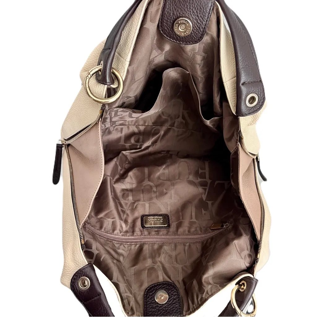 Furla ‘Elizabeth’ Tonal Ivory Leather Hobo Expandable Bag - Image 6