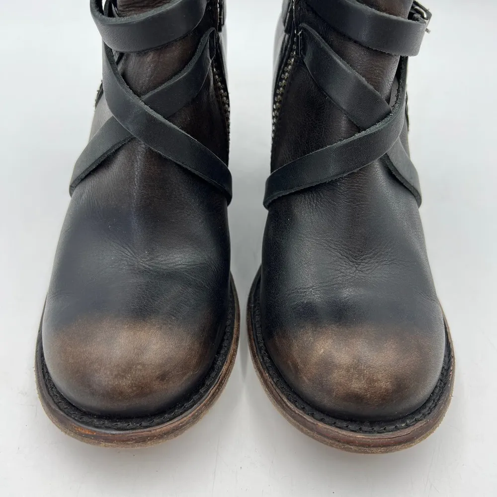 Freebird by Steven Baker Boots Wrap Leather Detail Distressed Brown Western - Image 3