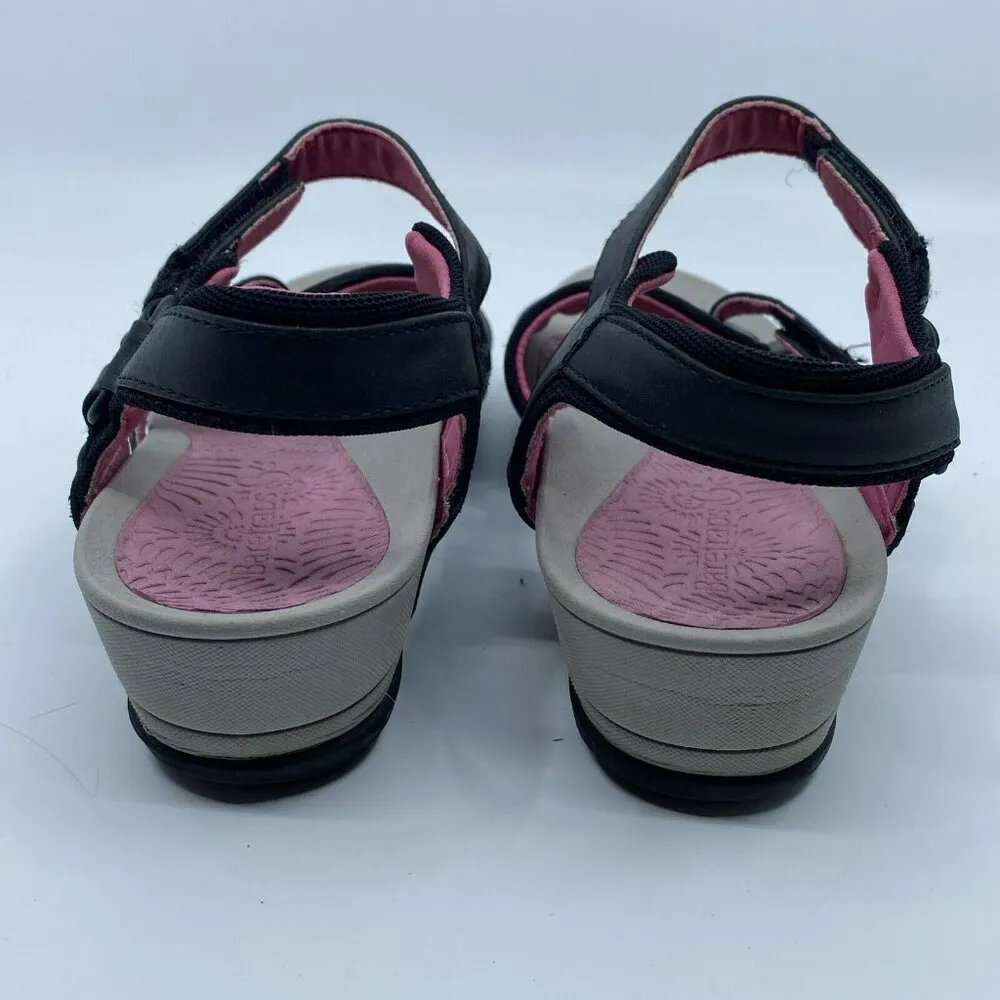 Baretraps Strappy Comfort Arch Support Wedge Black Pink Hook Loop Sandal Size 7 - Image 11