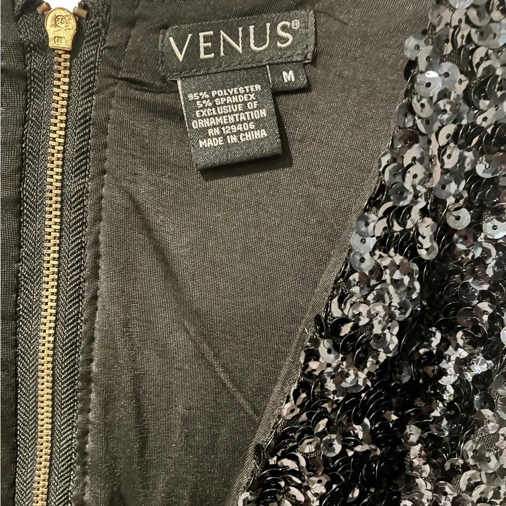 VENUS NWT SEXY Sparkling Black Long Sleeve Dress. Size M - Image 10