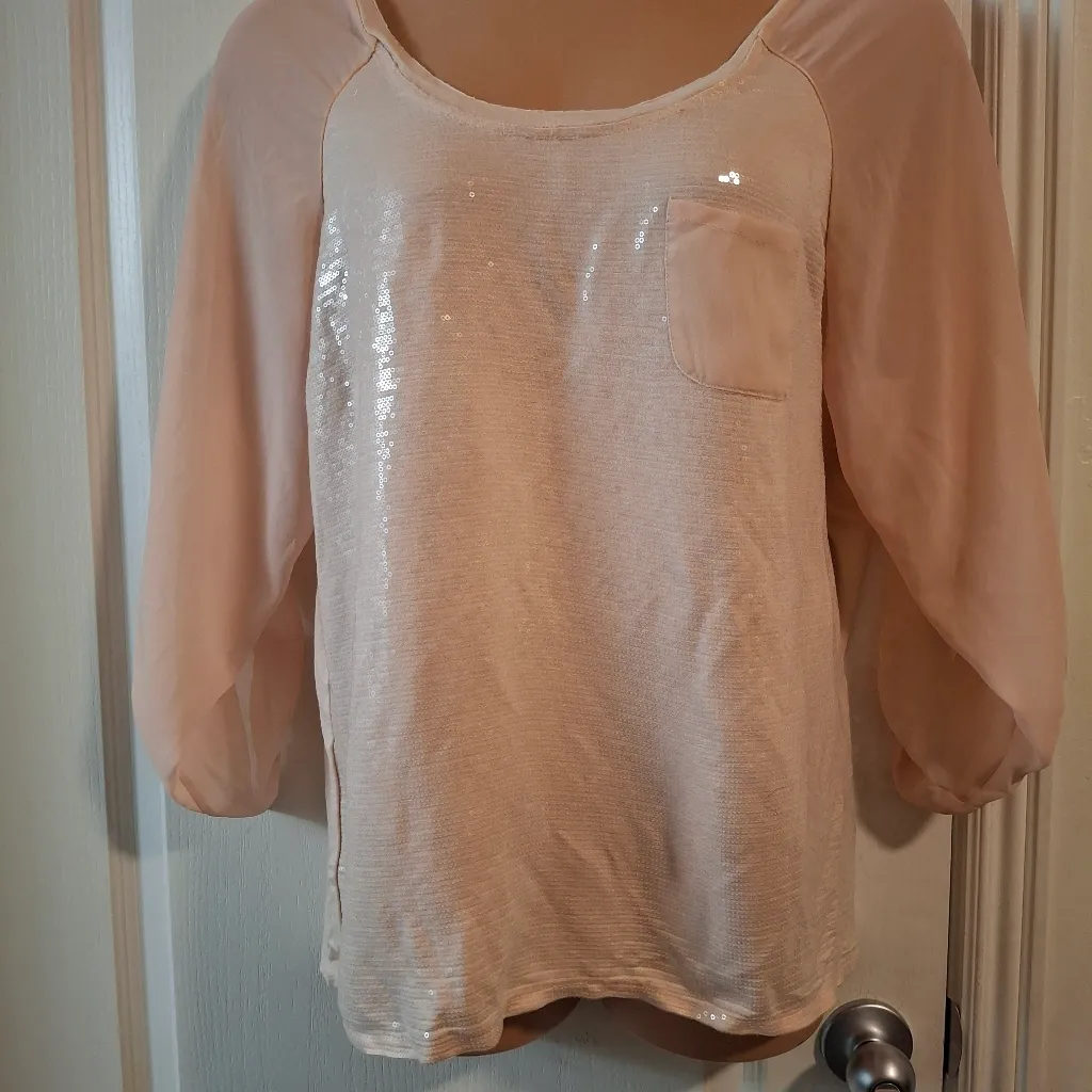 Lane Bryant 18 20 Women's Sequin Pocket Top - Pink - Image 2