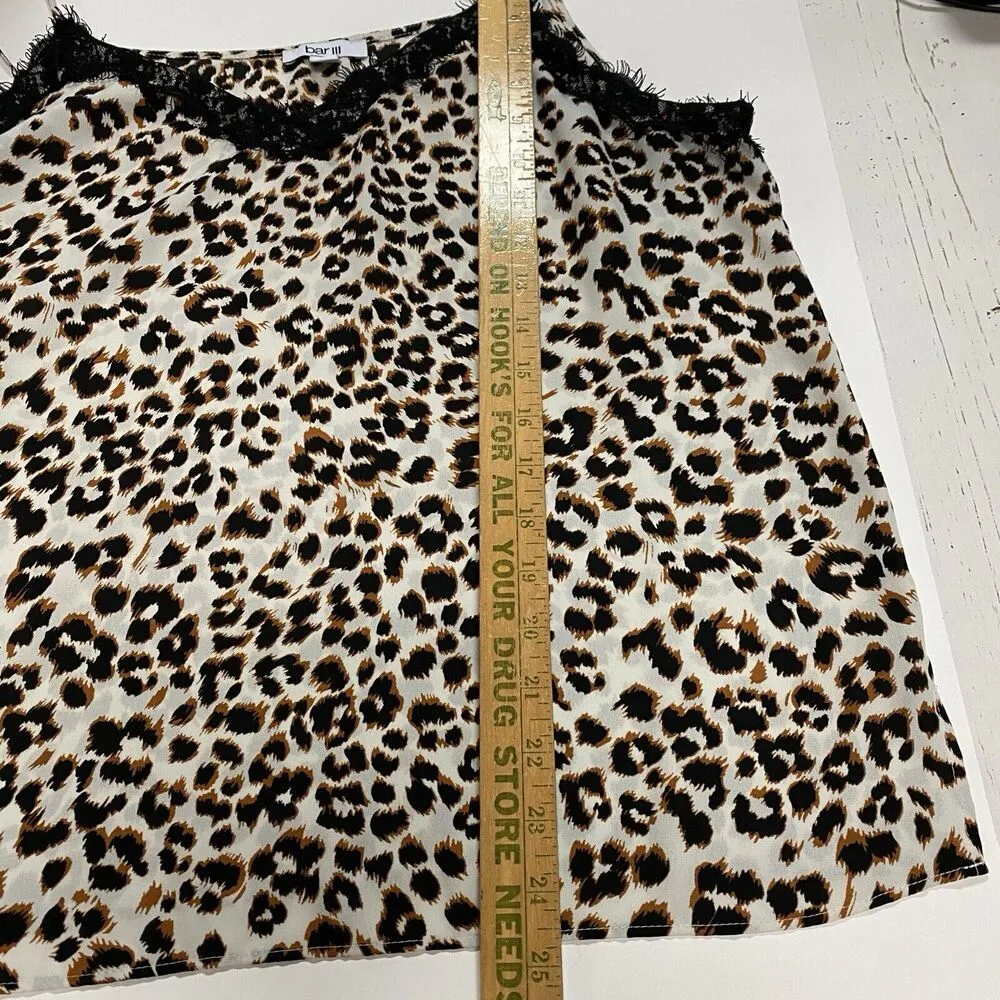 Bar III Slip On Cami Women’s XL Black Ivory Animal Print Eyelash Lace Tank Top - Image 7