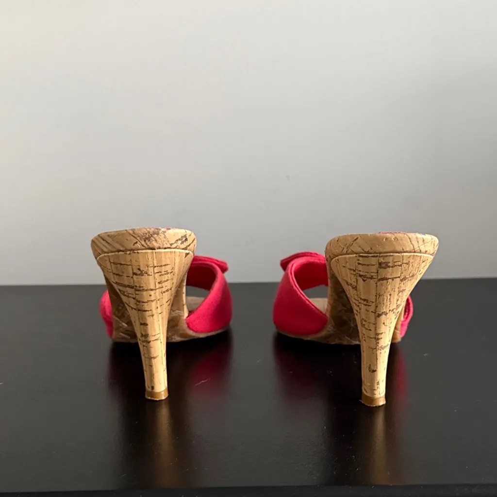 Dollhouse  Red Cork Heels with Bow Sz 6.5 - Image 5