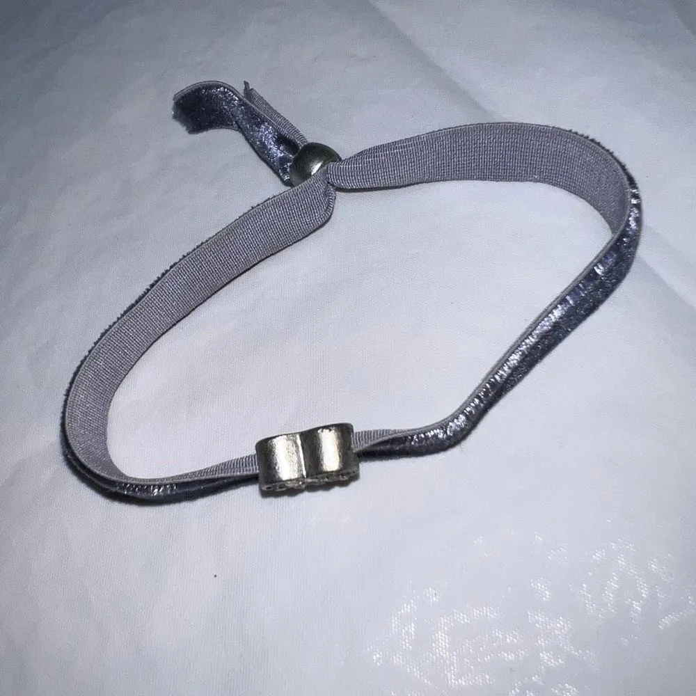 Periwinkle Stretch Velvet and Silver Tone Crystal Heart Bracelet Purple - Image 4