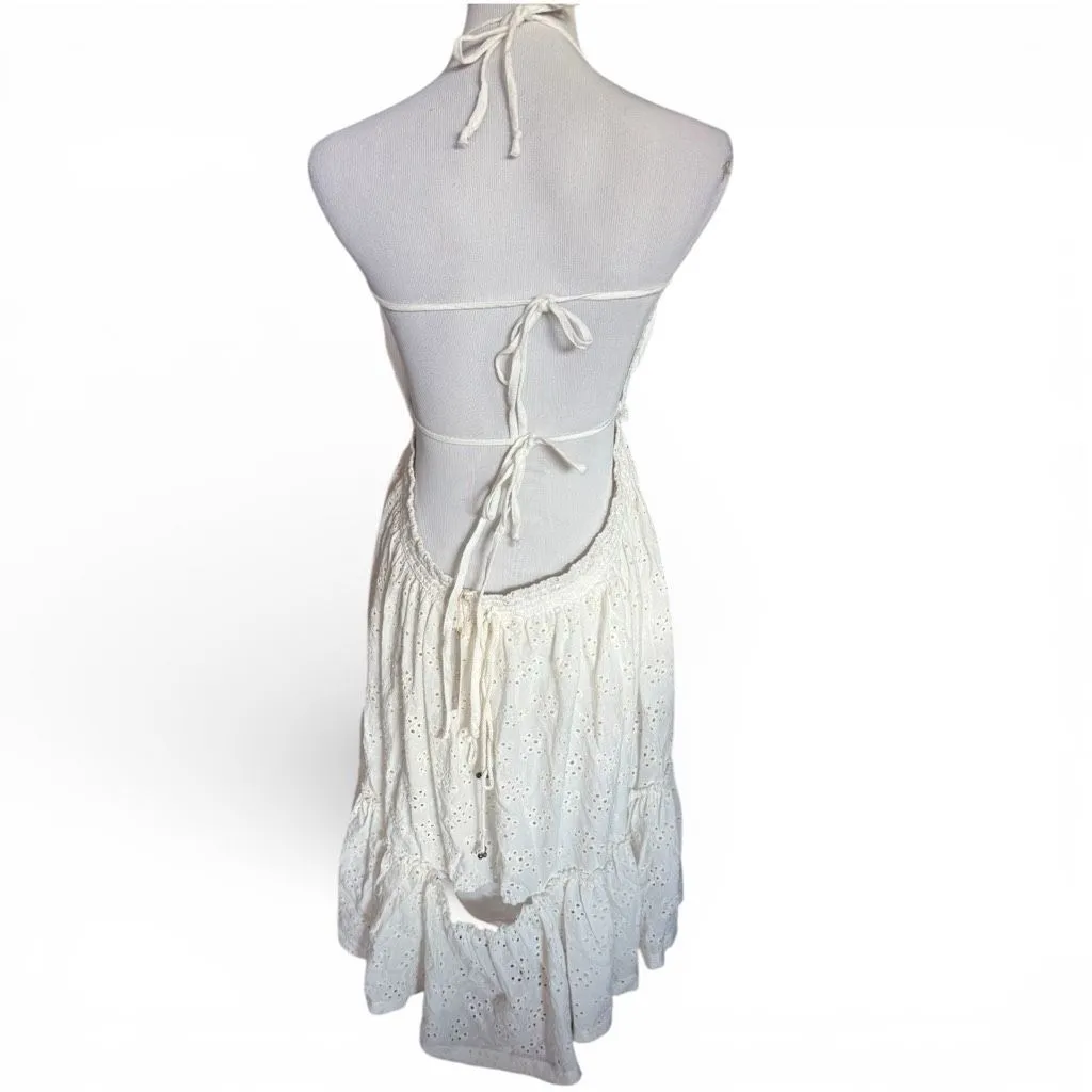 NWT Womens Olivaceous White Eyelet Style Spring Halter Dress - Sz M - Image 3