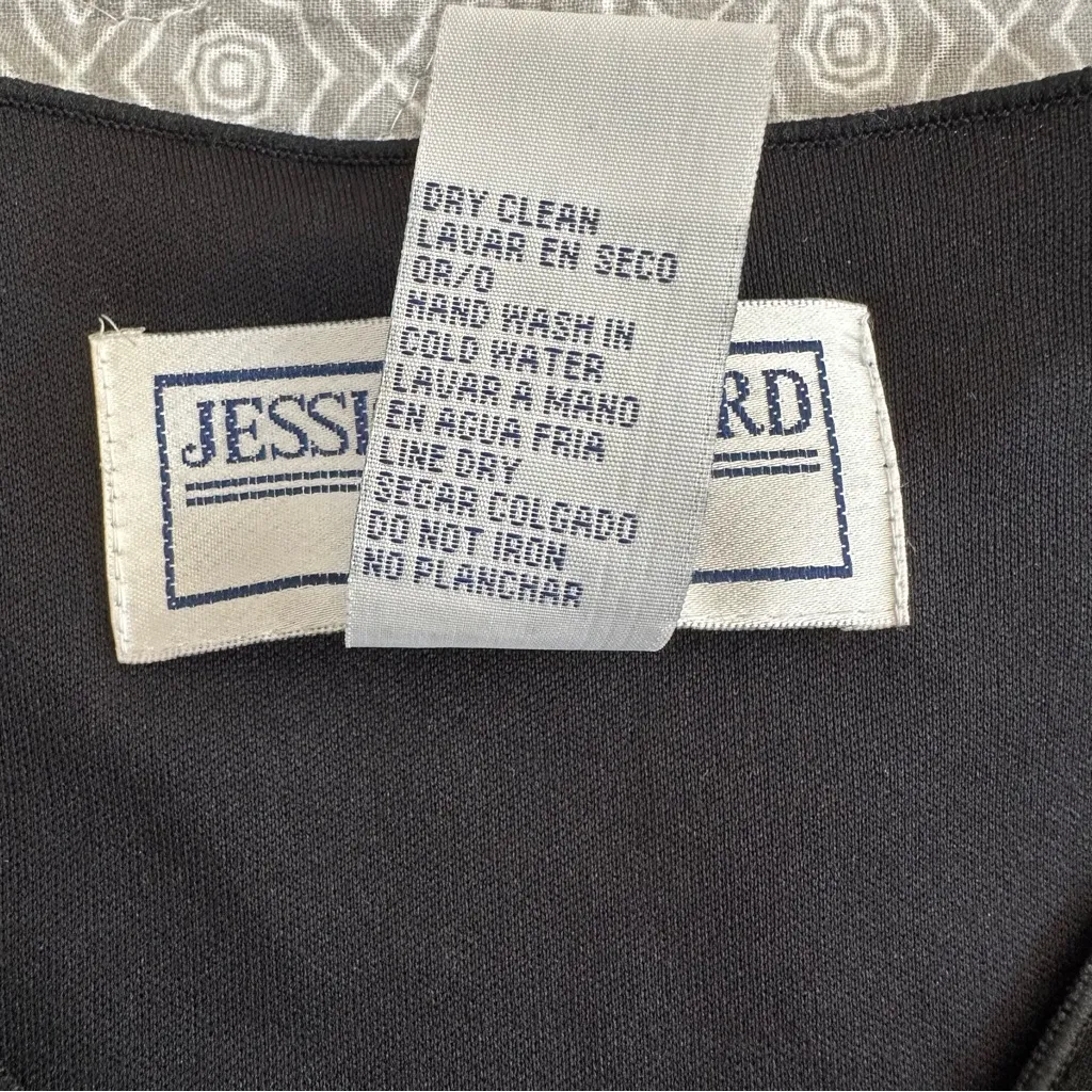 Vintage Jessica Howard Black Polka Dot Sheer V-neck Top Blouse Flower Size 4 - Image 7