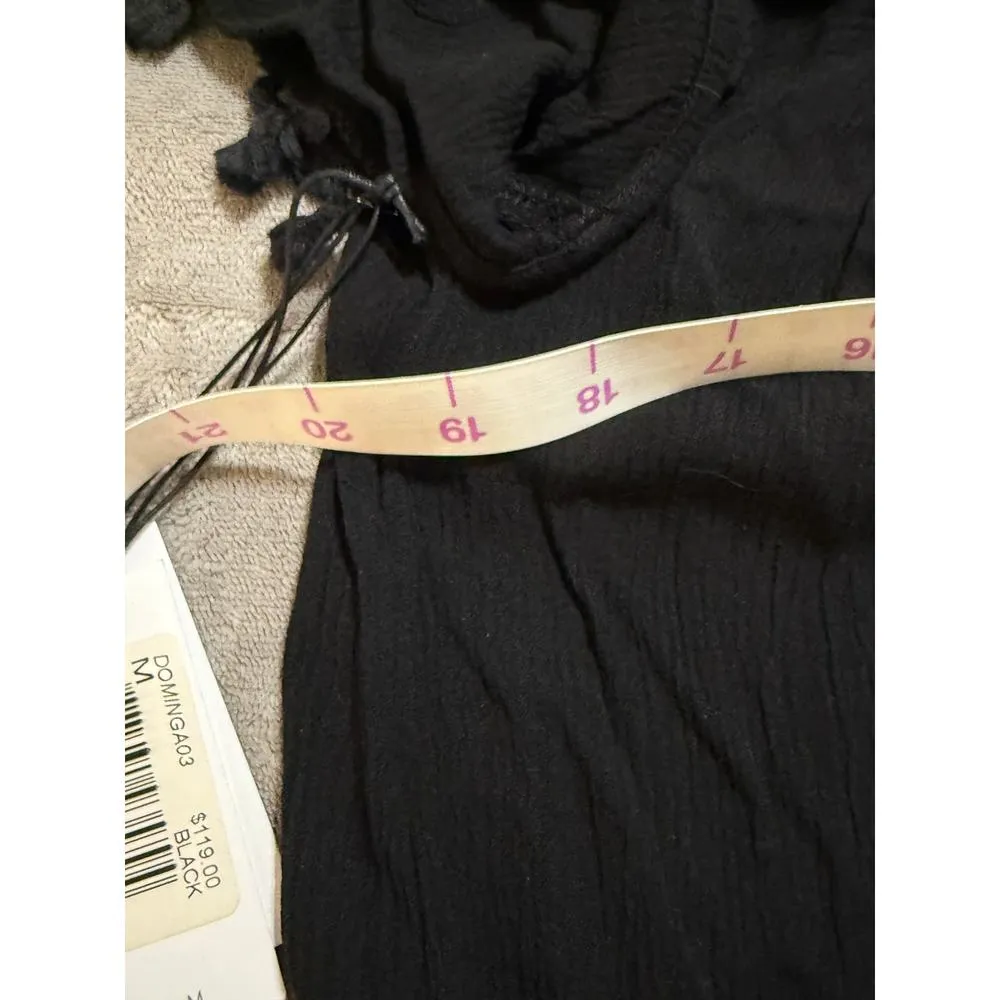 NWT Velvet‎ Black Blouse Teasels Off-Shoulder Bohemian Crop Size Medium - Image 11