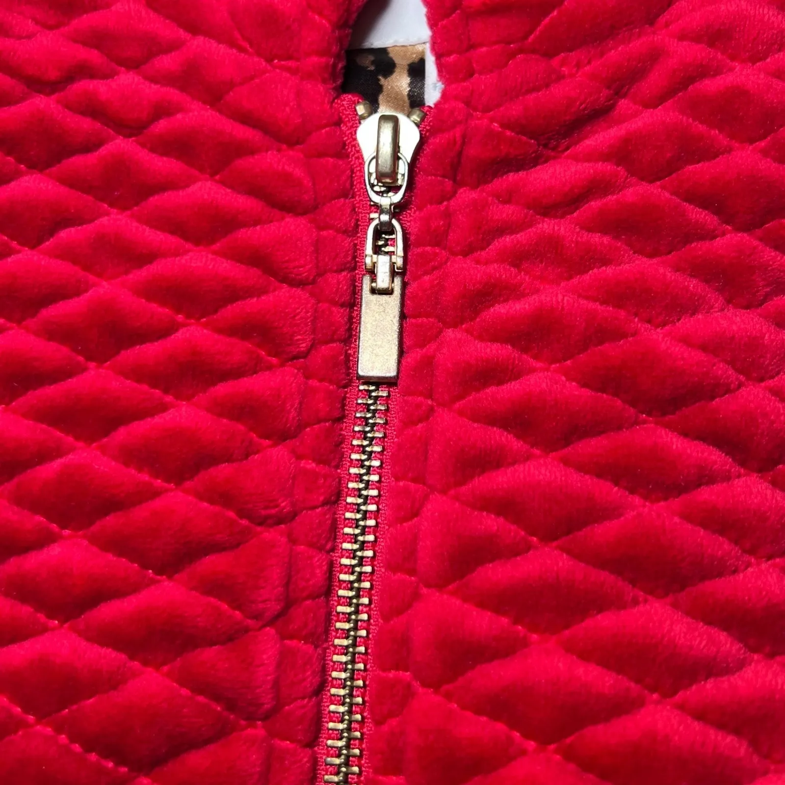 Madison Hill Quilted Zip Front Jacket Womens Medium Red Chic Leopard Print Lined Size undefined - Image 8