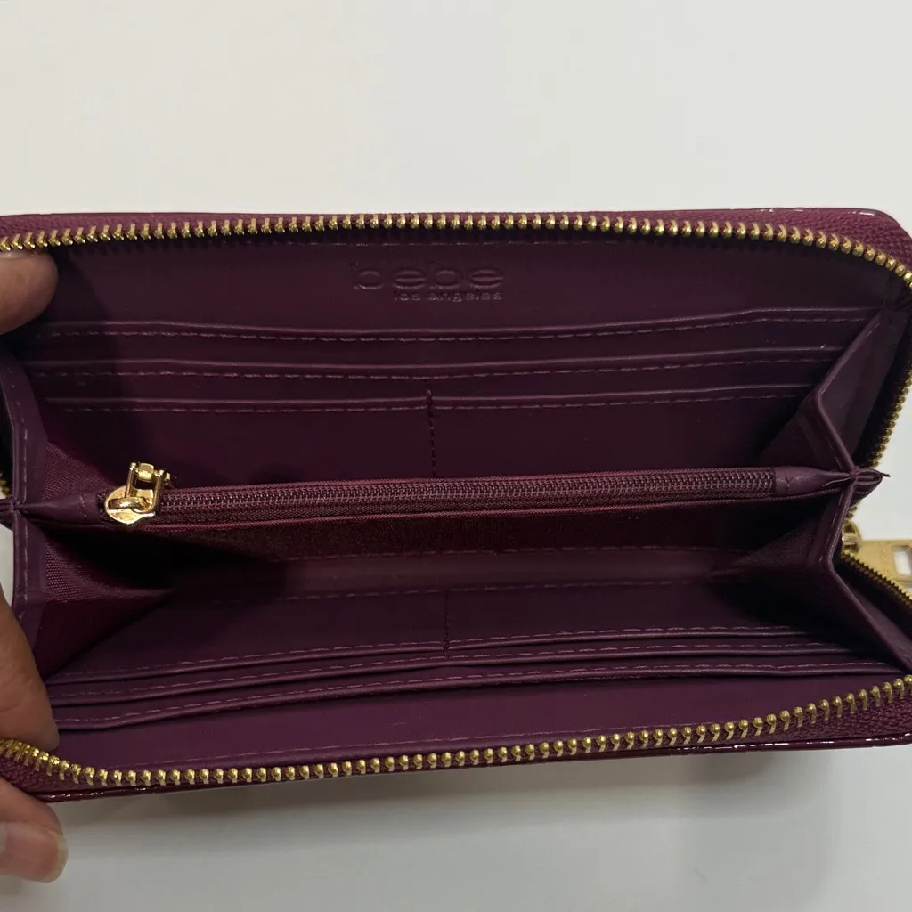 Bebe Maroon Wallet Duo with Gold Accents - Image 3