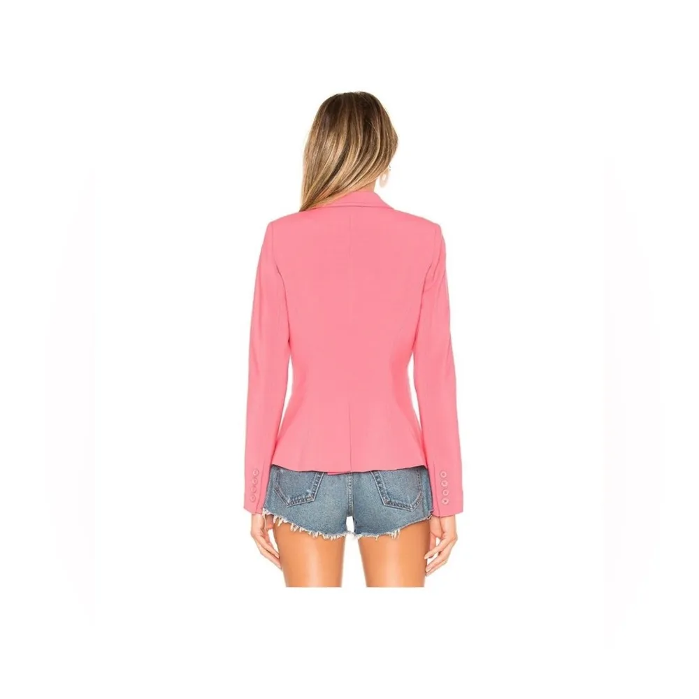 Smythe Asymmetrical Button Wrap Blazer Coral Size 6 Pink - Image 4