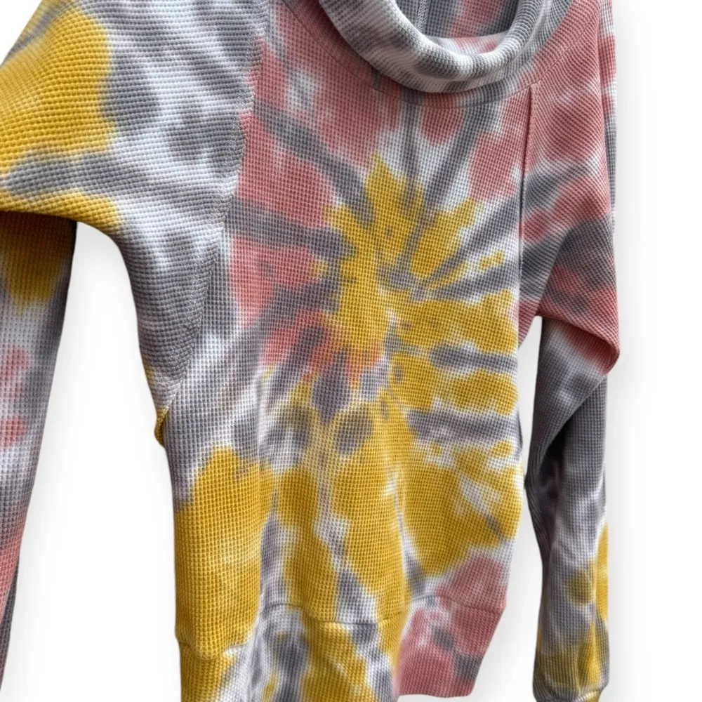 Pilcro Angie Tie Dye Waffle Thermal Mockneck Lounge Top - Image 9