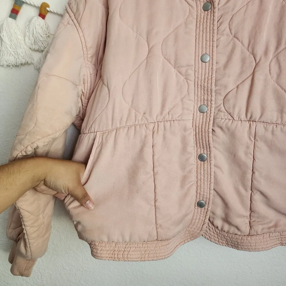 BLANK NYC Tencel Pink Drop Shoulder Quilted Oversize Jacket Boho Chic Fall M - Image 8