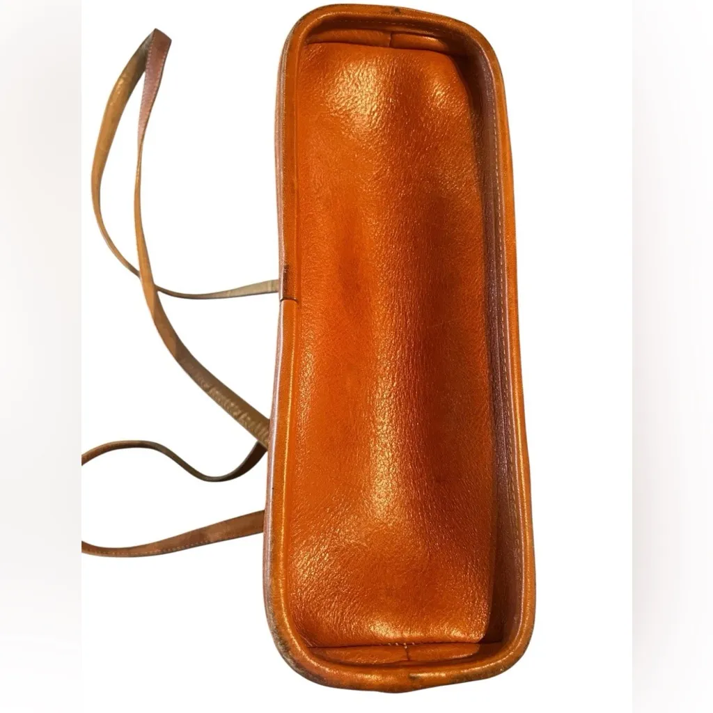 Brighton Shoulder Handbag Vintage Russet Brown Leather Croc Trim Purse Old Money - Image 11