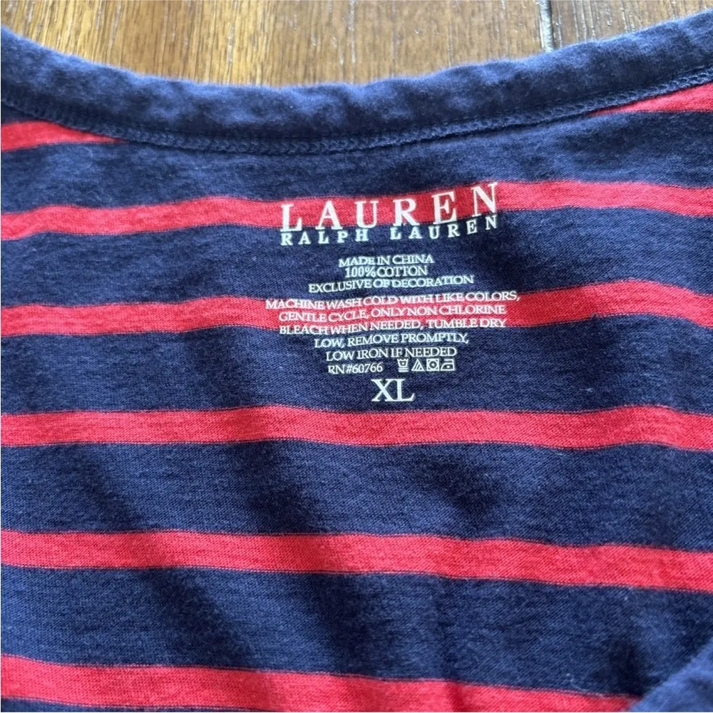 Lauren Ralph Lauren Maxi Dress Size X-Large Tank Blue/Red Stripe Cotton - Image 8