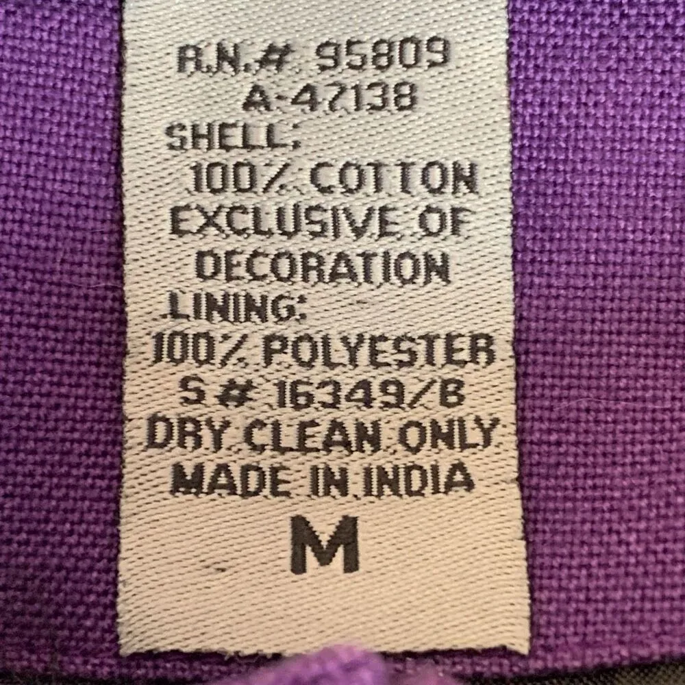 Vintage Indigo Moon Purple Embroidered Mandarin Collar Lightweight Floral Coat Size M - Image 9