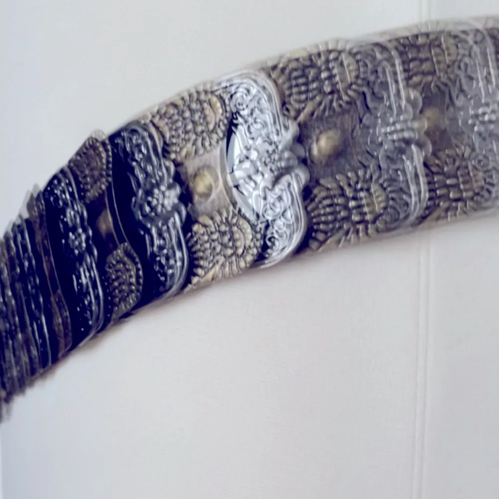 Gold & Silver VINTAGE Hammered Metal Disc Belt - Image 4