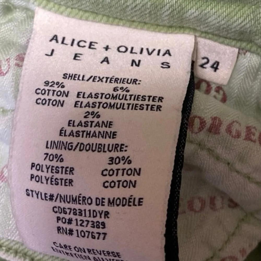 Alice + Olivia Green High Waist Frayed Raw hem Bootcut Flared Denim Jeans Sz 24 - Image 5