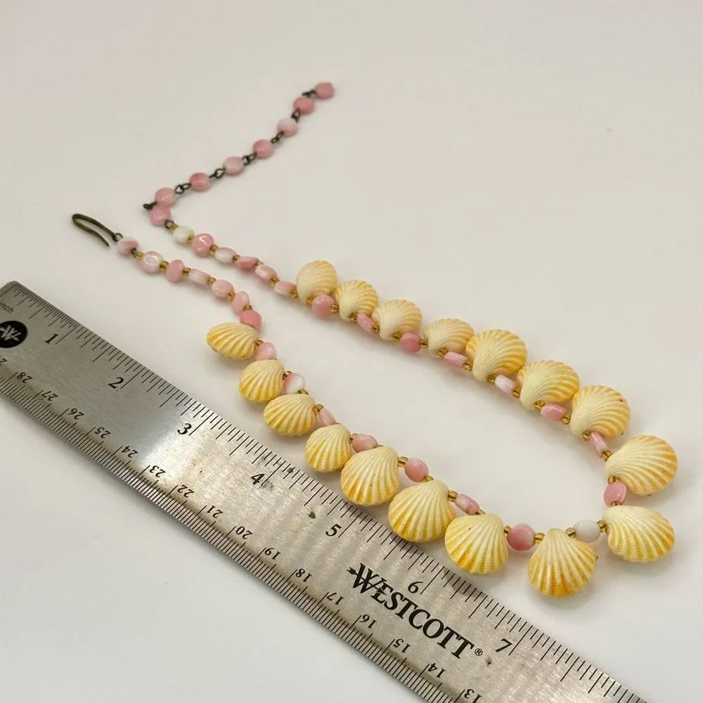 Vintage seashell and pink beaded choker necklace - Image 8