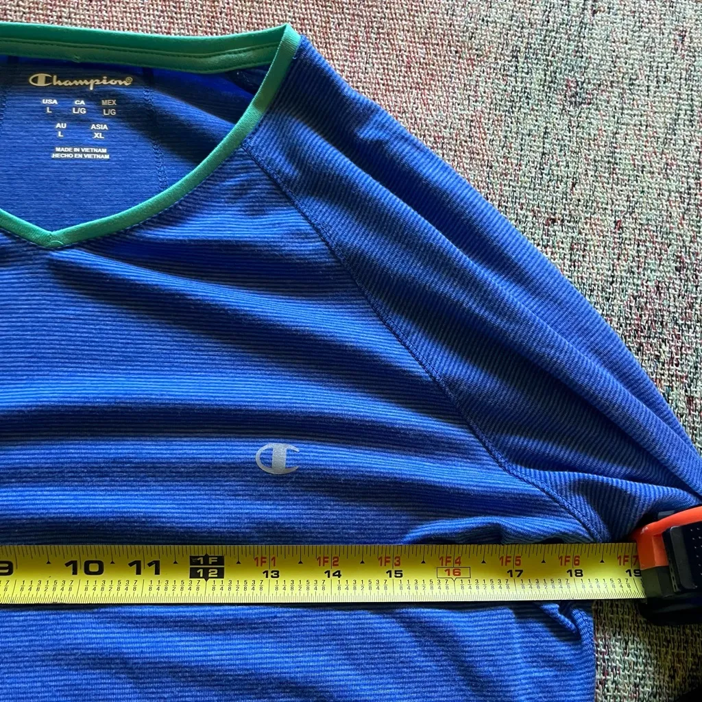 Champion Blue and Mint Green Sweatshirt SZ L Athletic Longsleeve Performance Top - Image 12