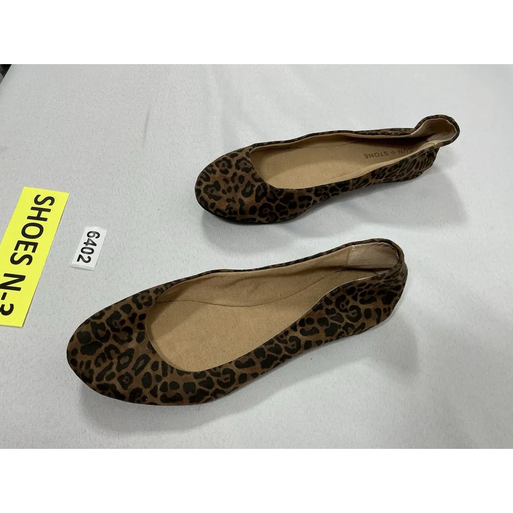 Womans Sun & Stone Slipon Ballet Shoes Size 10 Brown Animal Print Flexible - Image 3