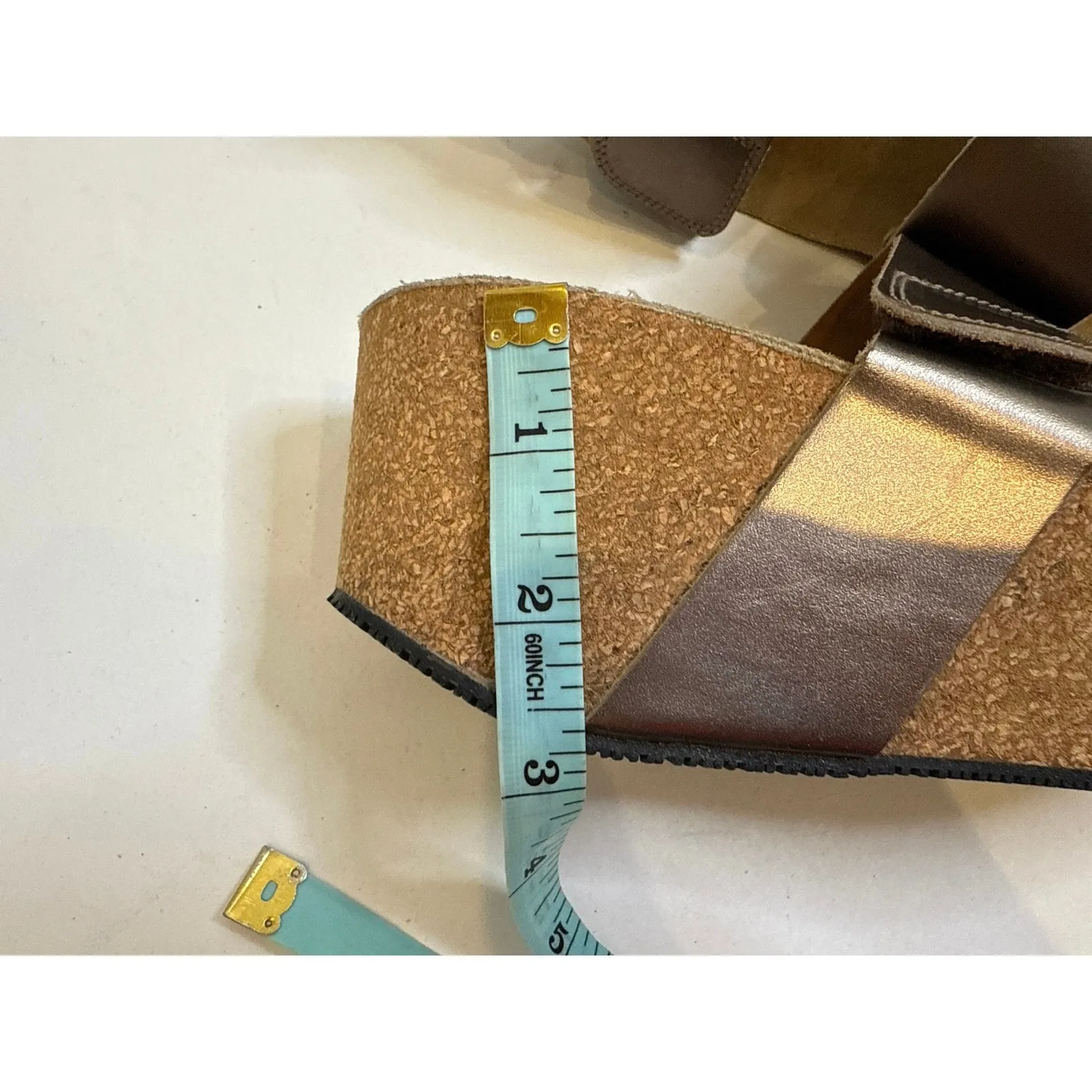 Eric Michael Lily Wedge Sandal Bronze Metallic Velcro Straps EUC Sz EU 39/ US8.5 - Image 9