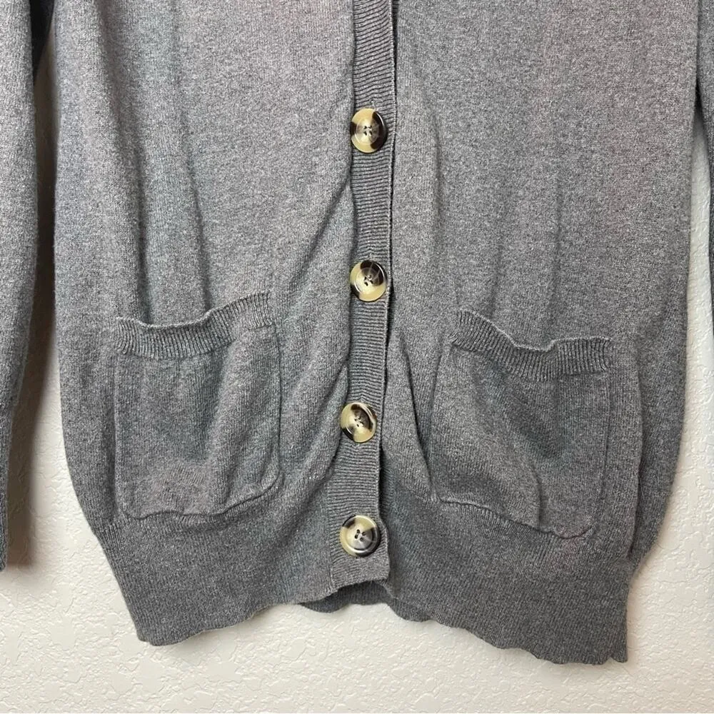GRACE ELEMENTS Dark Charcoal Gray Button Up Cardigan 5% Cashmere Size L - Image 2