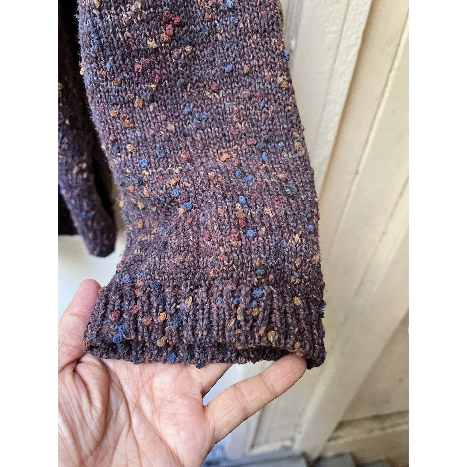 90s J Jill speckled confetti Sweater 2X Nubby Bohemian Chunky lagenlook purple - Image 6