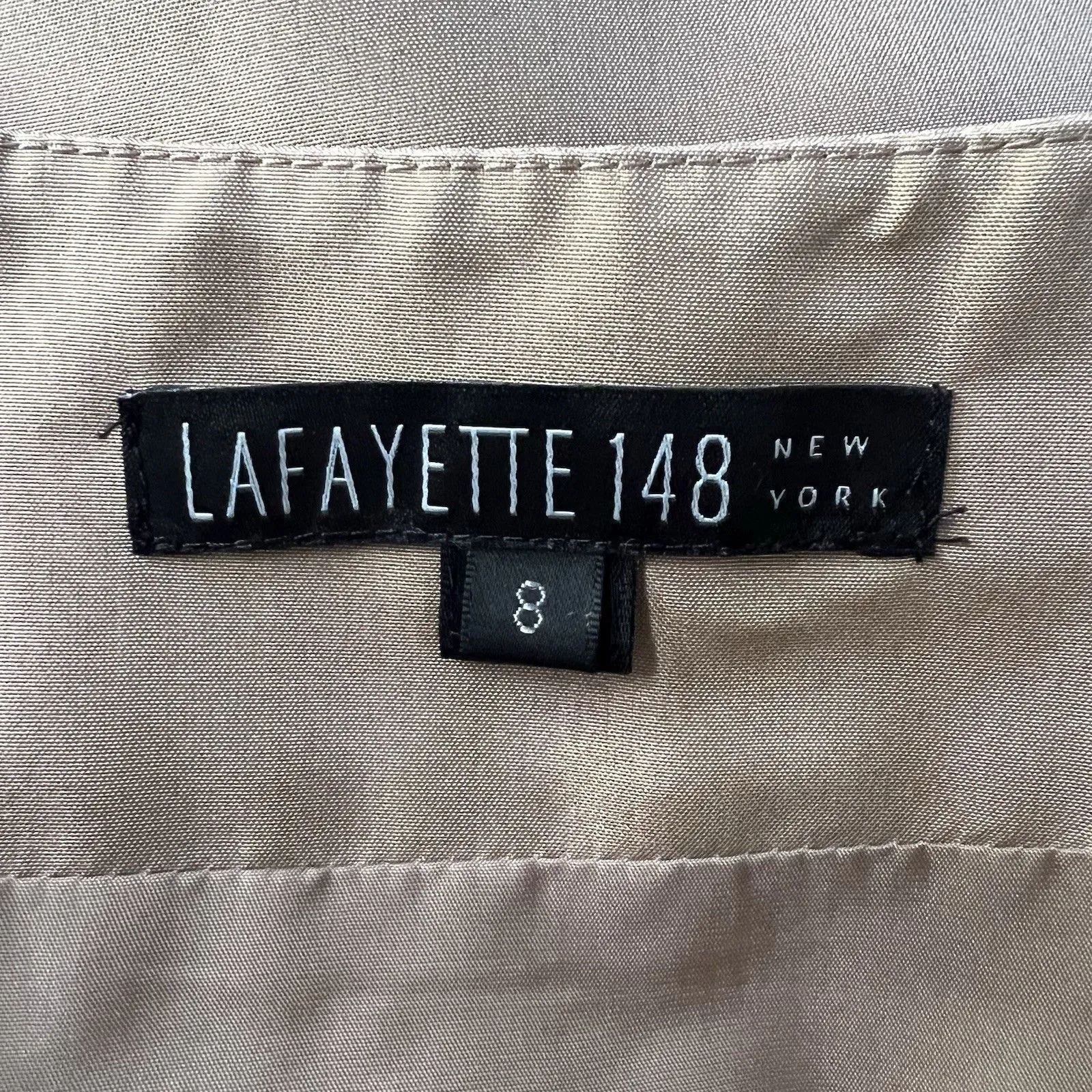 Gold Shimmer Silk Skirt Festive Holiday Lafayette 148 New York Size 8 - Image 4