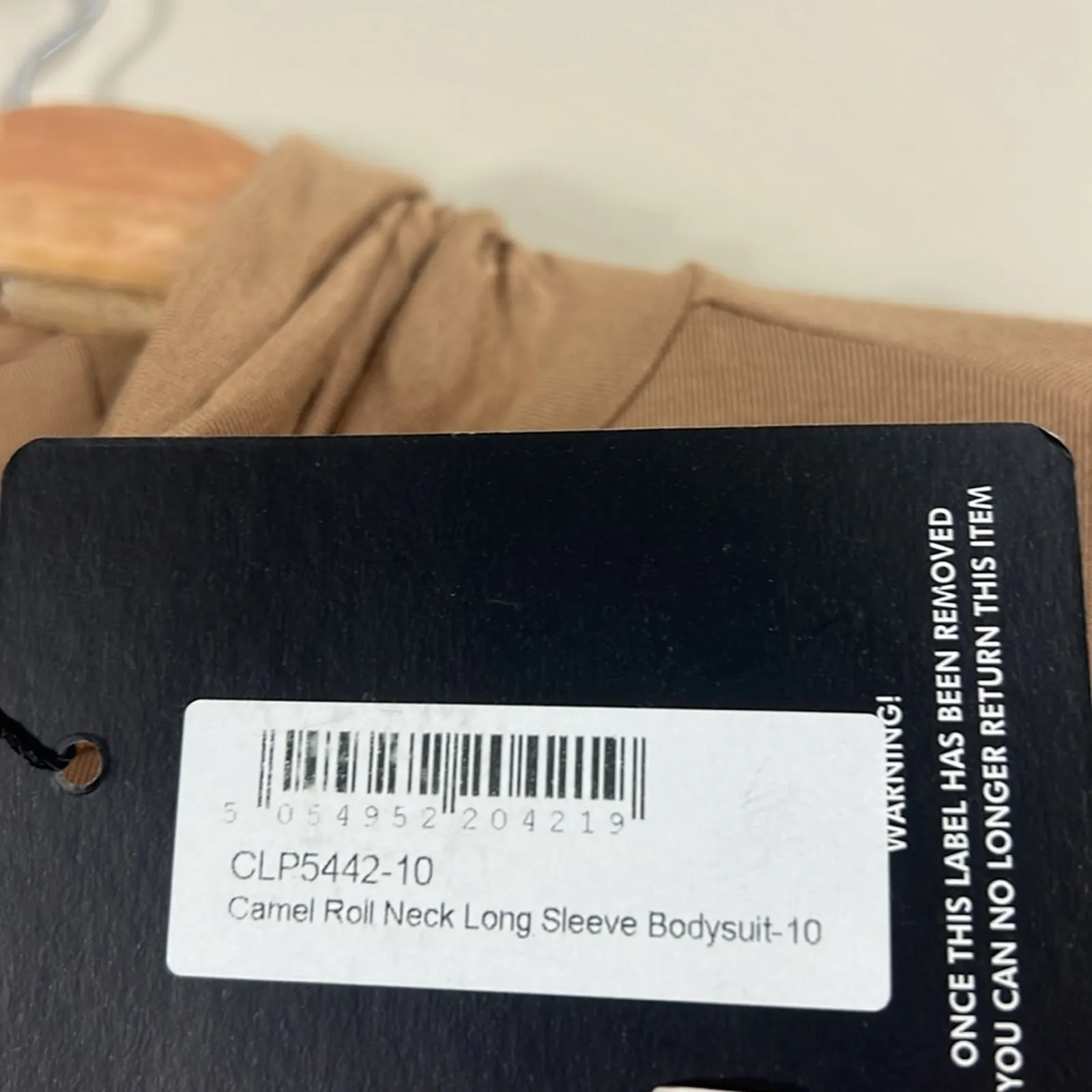 NWT Pretty Little Thing Turtleneck Bodysuit Womens 10 Camel Brown Neutral Basic - Image 7