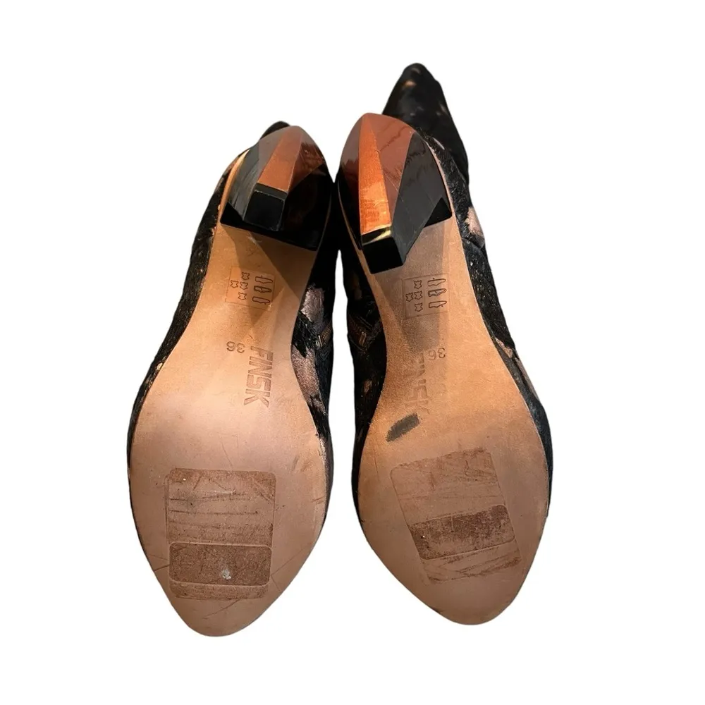 Finsk Leather Cowhair Animal Print Tall Platform Boots, Sz 4.5/5 Black - Image 16