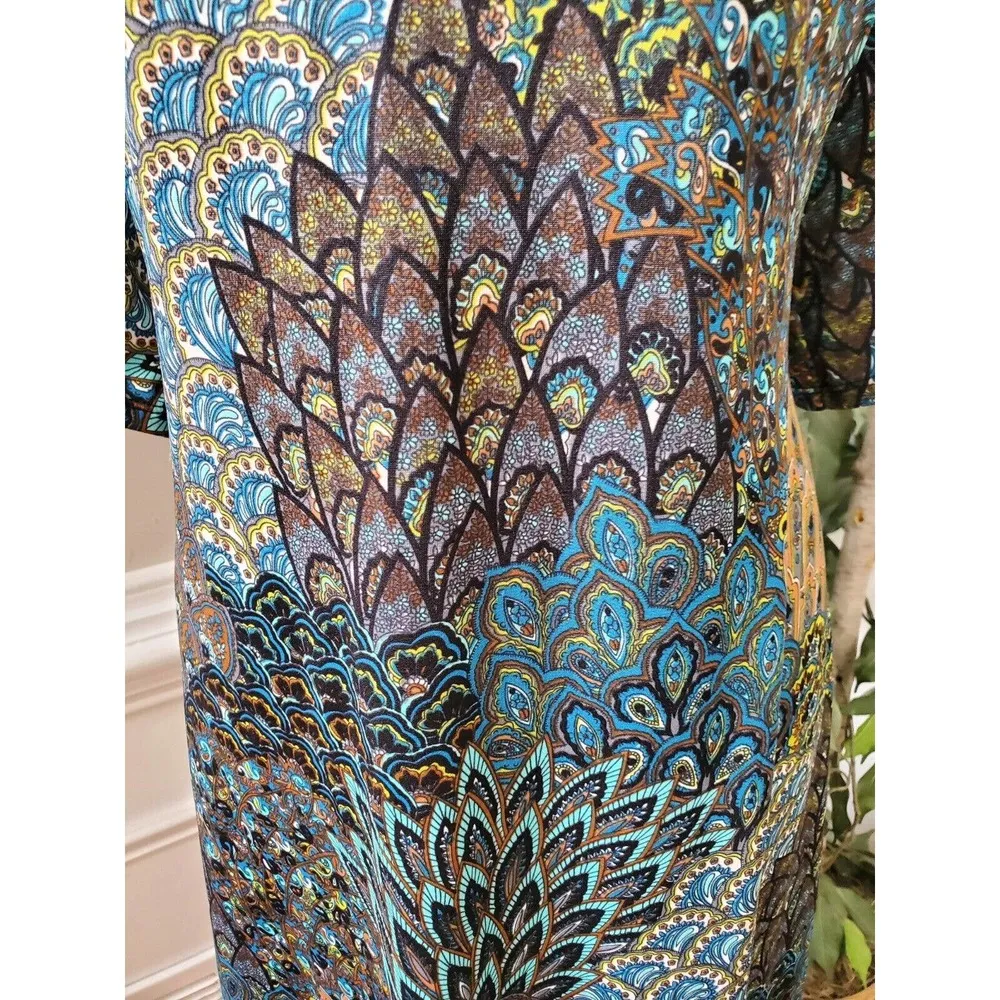 PerSeption Women's Multicolor Polyester Round Neck Short Sleeve Knee Length 2X - Image 4