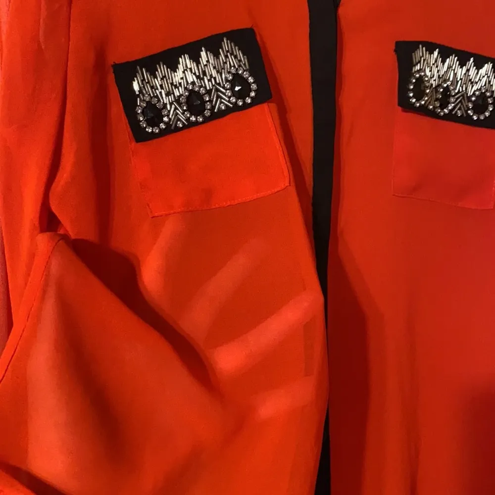 BKE Boutique sheer jeweled button down blouse - Image 3