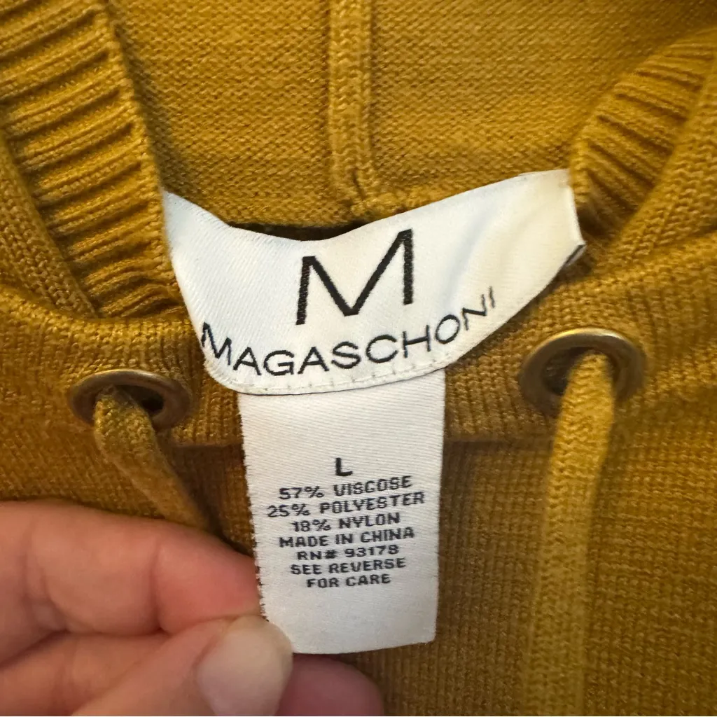 Magaschoni Mustard Yellow Hooded Sweater large - Image 2