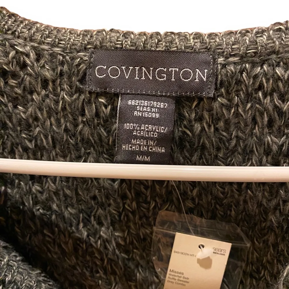 Covington Waterfall Cardigan Ruffle Front Size Medium Gray NWT - Image 6