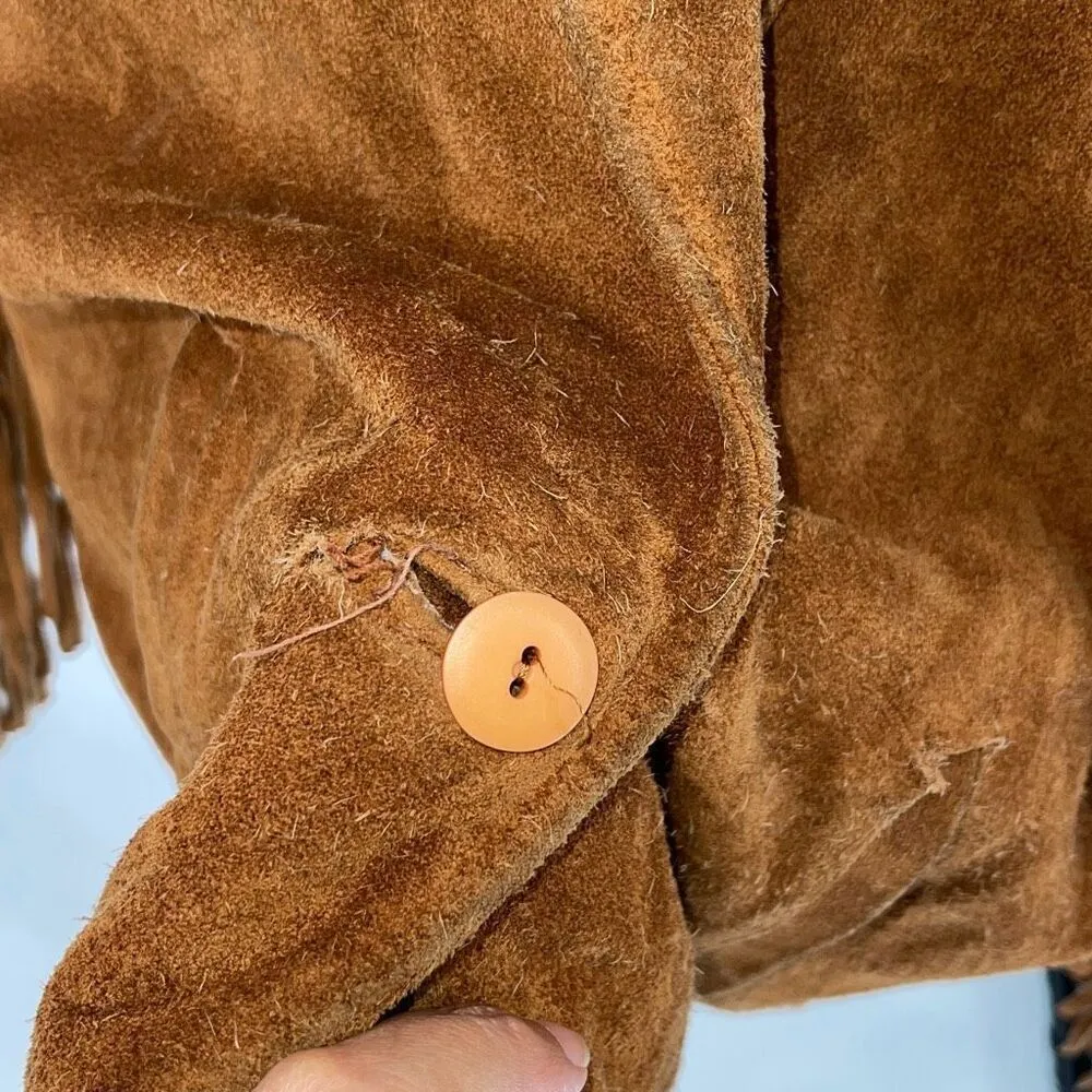 COMINT Vintage Brown Suede‎ Fringe Jacket Blazer Size Medium Argentina - Image 5