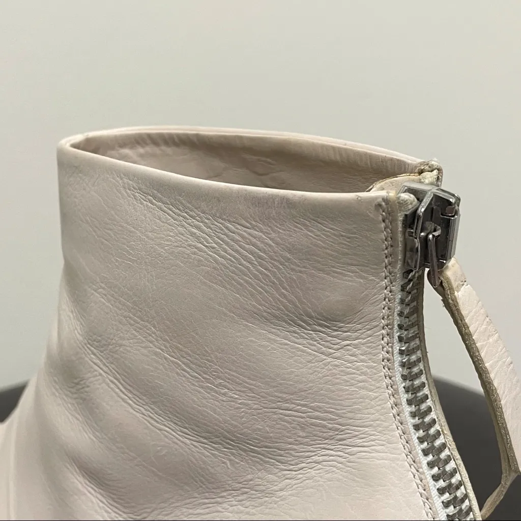 Alberto Fermani Off White Zip Up Bellina Ankle Pointed Toe Booties 38.5 Leather Size 7.5 - Image 15