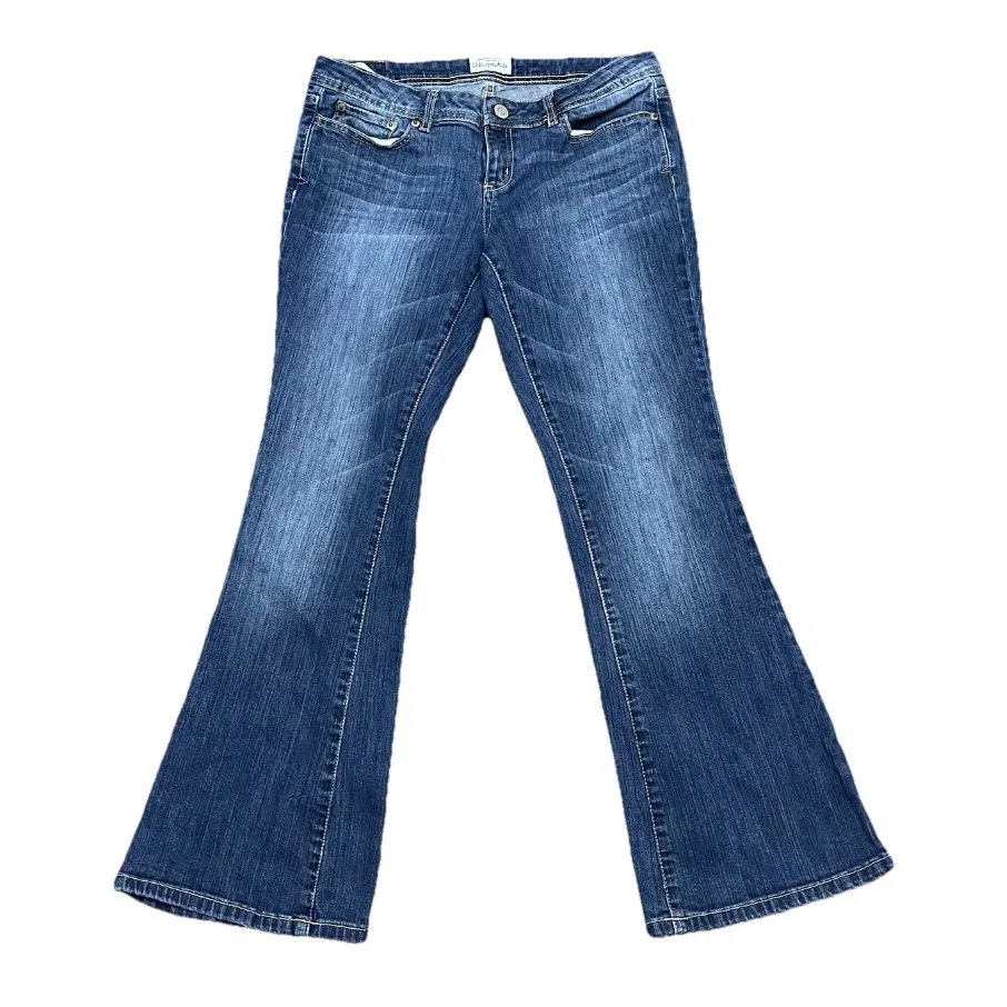 Aeropostale Y2K Low Rise Hailey Flare Jeans Womens 7/8 Short Blue Preppy Boho - Image 2