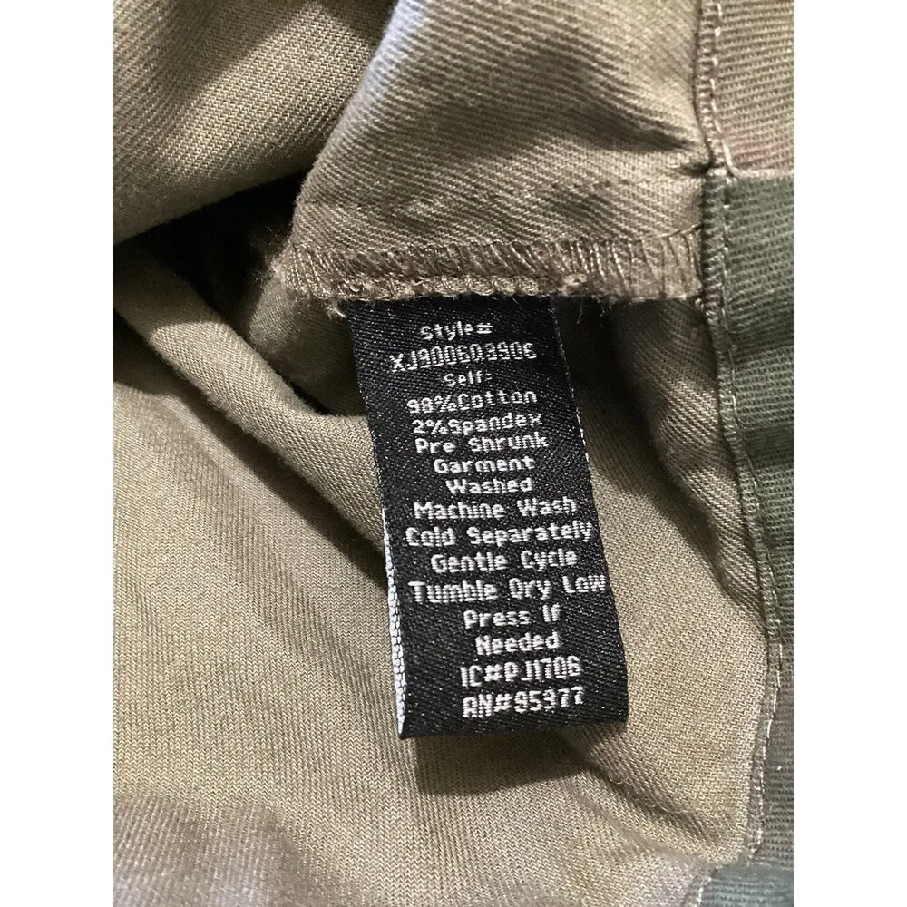 Sanctuary Green Camo Jacket Utility Pocket Long Sleeve Zip Front L - Image 8