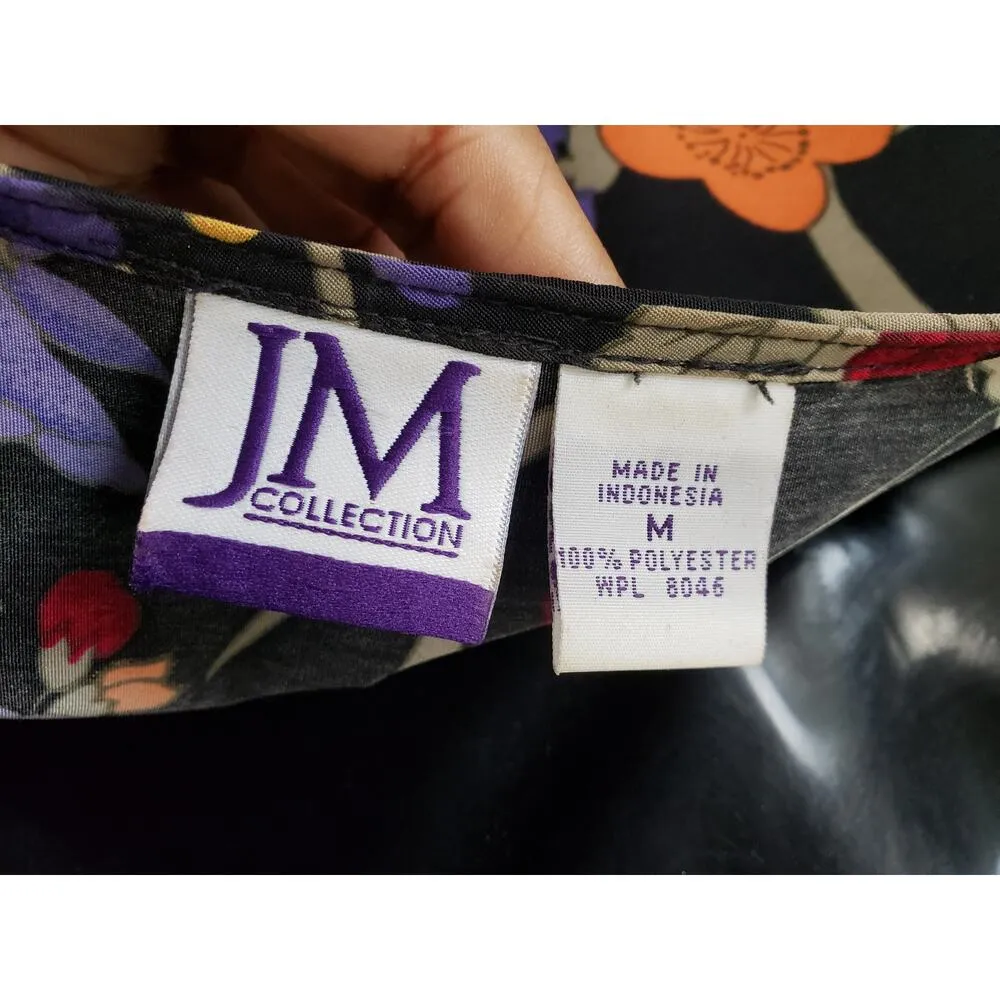 JM Collection M Black Floral Sleeveless Sheath Dress Midi Stretchy Pullover - Image 8