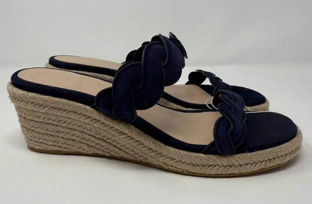 Stuart Weitzman Twistie Flat Sandals Open Toe Wedge Heels Women's 7 Navy NWOB - Image 7