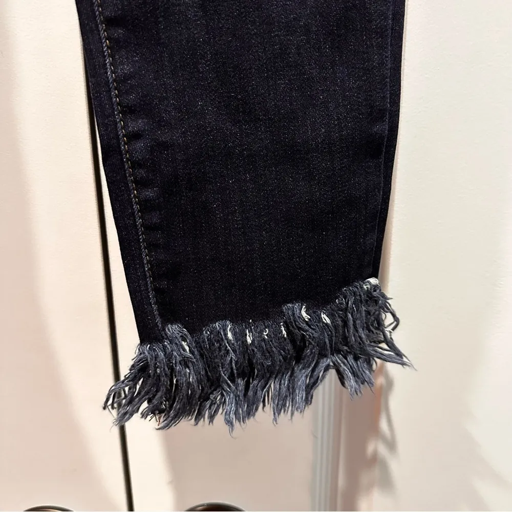 Just Black Denim Blue Straight-Leg Jeans W‎ Fringe Hem Size 29 NWOT Made In USA - Image 6